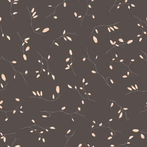 Abstract botanical pattern on a muted brown background