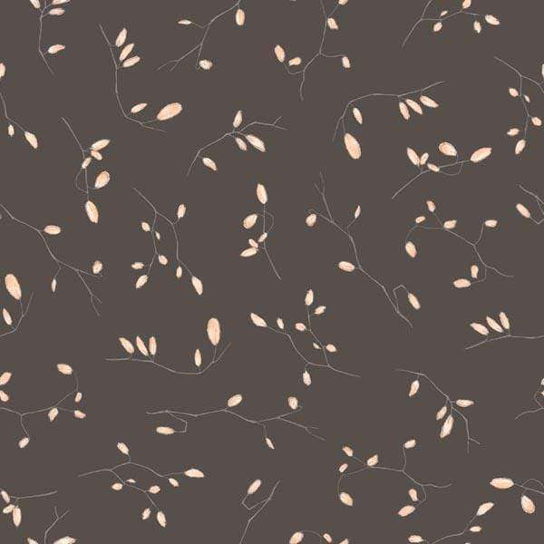Abstract botanical pattern on a muted brown background