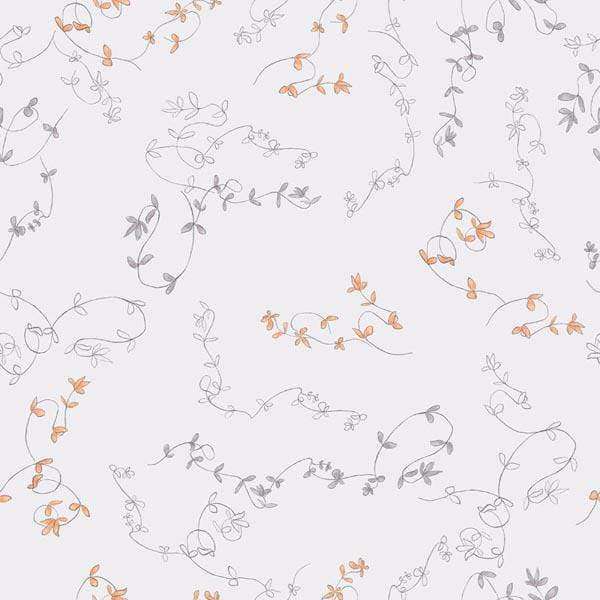 Hand-drawn floral pattern on light grey background