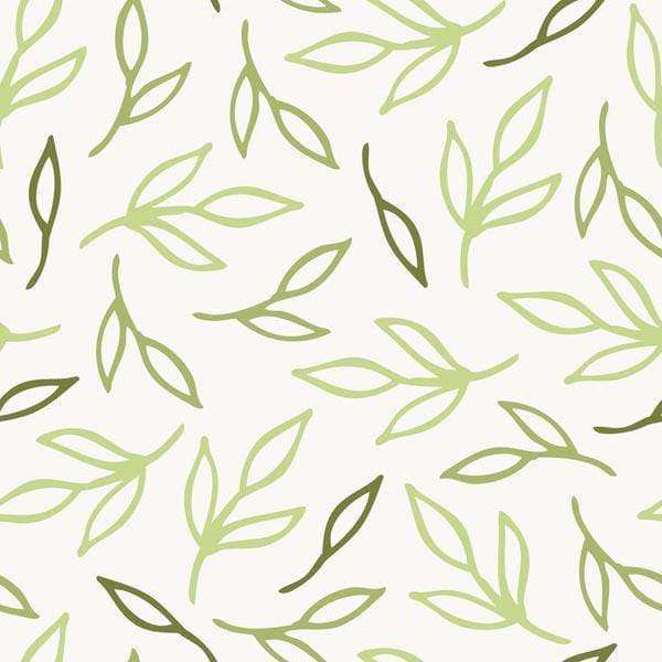 Green leaf pattern on an off-white background