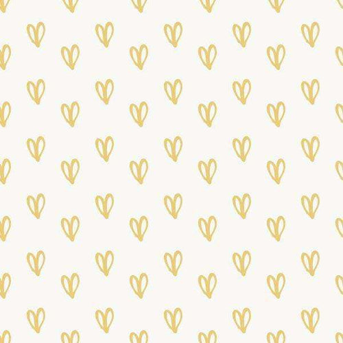 Seamless pattern of stylized golden hearts on a cream background