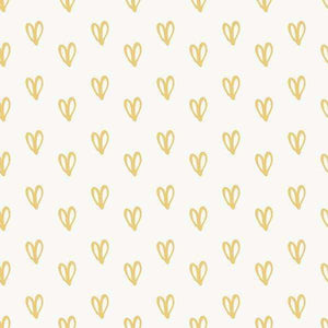 Seamless pattern of stylized golden hearts on a cream background