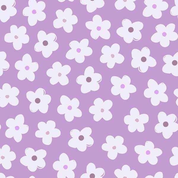 Seamless floral pattern with white flowers on a lavender background