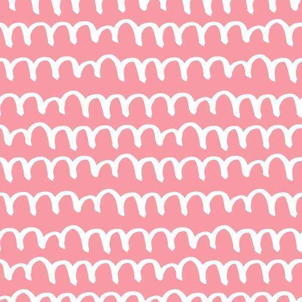 Repeated white wave pattern on a pink background