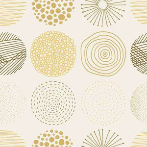 Various geometric shapes in neutral and gold tones