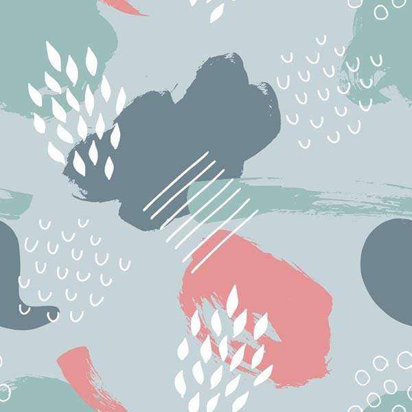 Abstract pastel brushstroke pattern with playful geometric elements