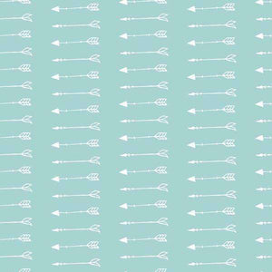 Repeated arrow pattern on a teal background