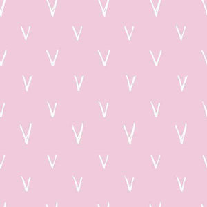 Soft pink background with white chevron pattern