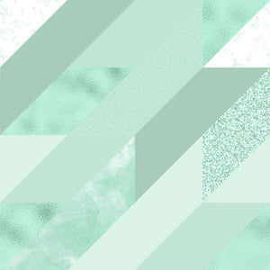 Geometric pattern with shades of mint and textured stripes