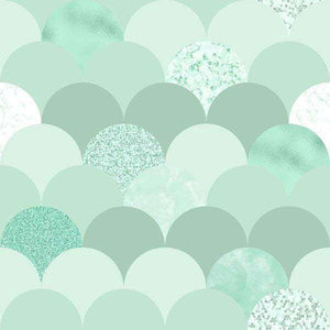 Abstract scallop pattern in shades of mint and grey