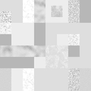 Assortment of grey-scale textured patterns arranged in a mosaic