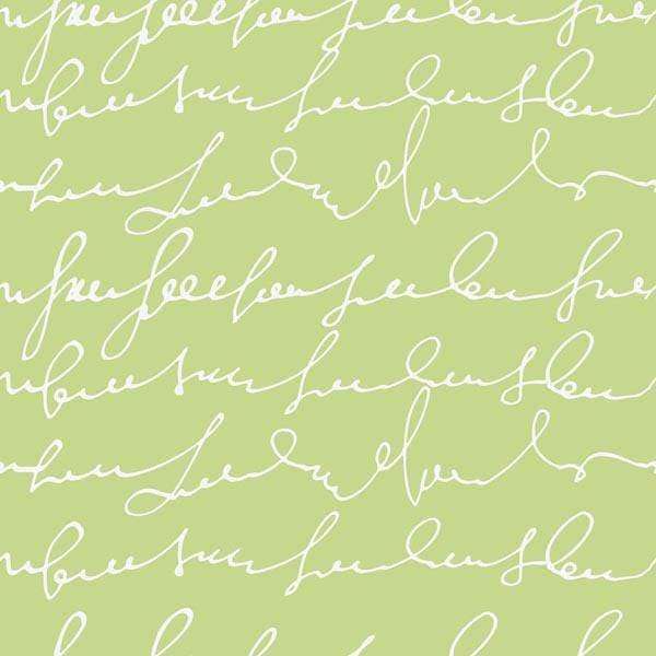 Cursive handwritten script on sage green background