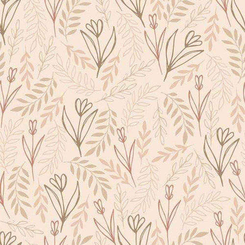 Beige background with delicate botanical illustrations.