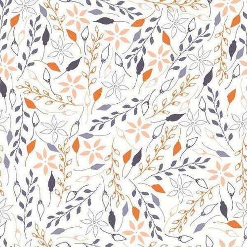 Floral pattern with leaves and branches in autumn colors