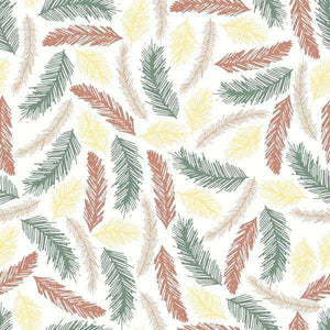 Illustrated pattern of pine needles in autumnal colors
