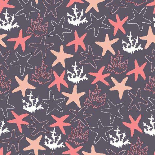 Starfish and coral pattern on a dark background