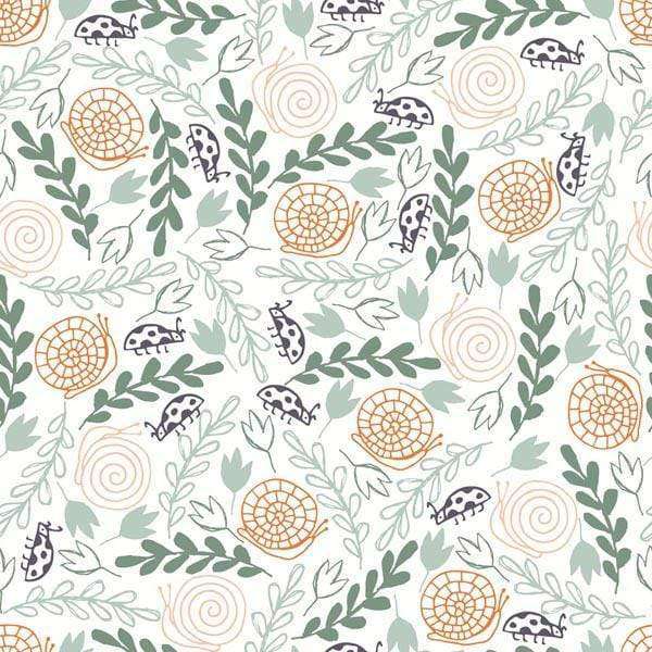 Nature-inspired pattern with turtles and plants