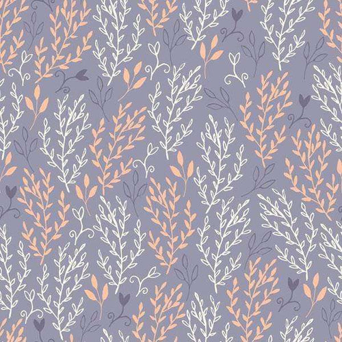 Elegant botanical leaf pattern with a soft purple background