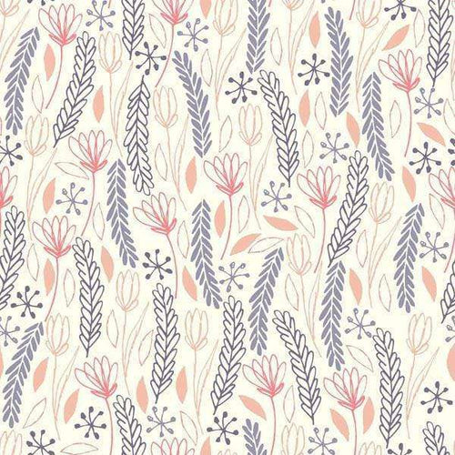 Illustrated botanical pattern with flowers and leaves
