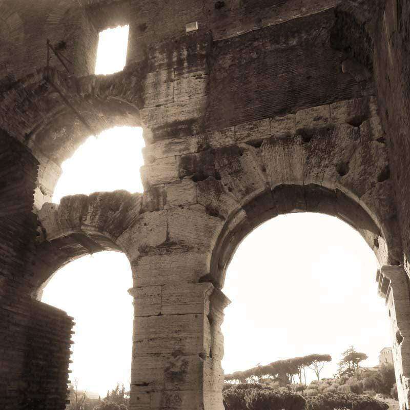 Vintage style image of ancient stone arches