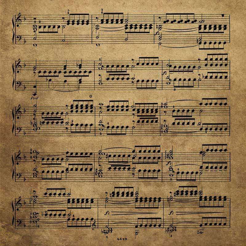 Antique musical score pattern on aged paper
