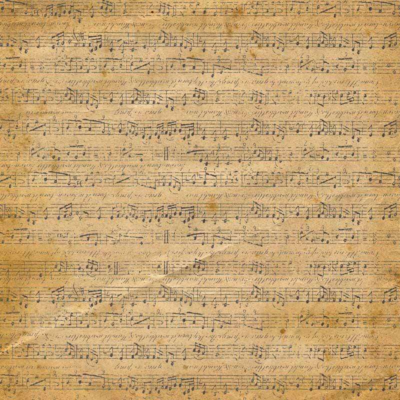 Antique musical notes pattern on a textured beige background