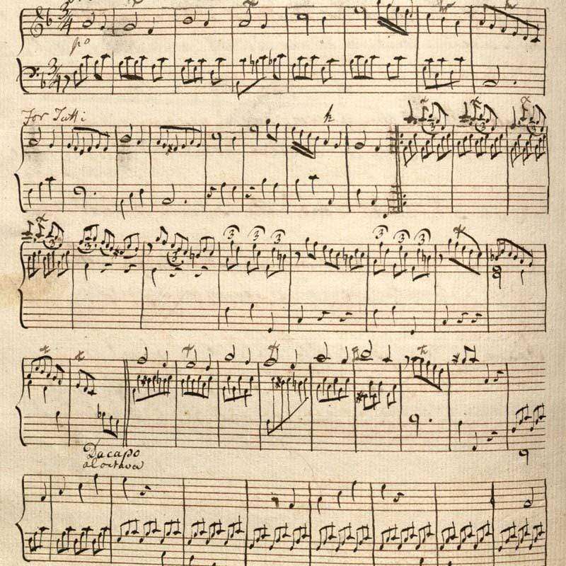 Handwritten sheet music with musical notation