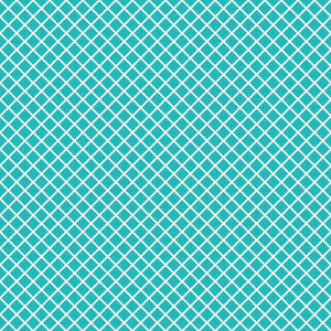 Aqua blue and white geometric lattice pattern