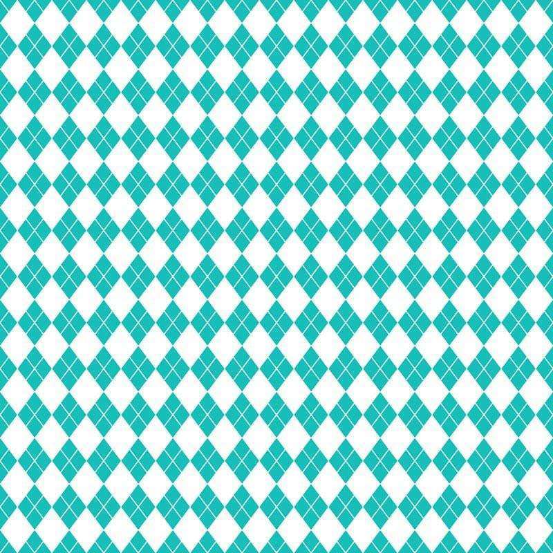 A repeating pattern of aqua and white diamond shapes