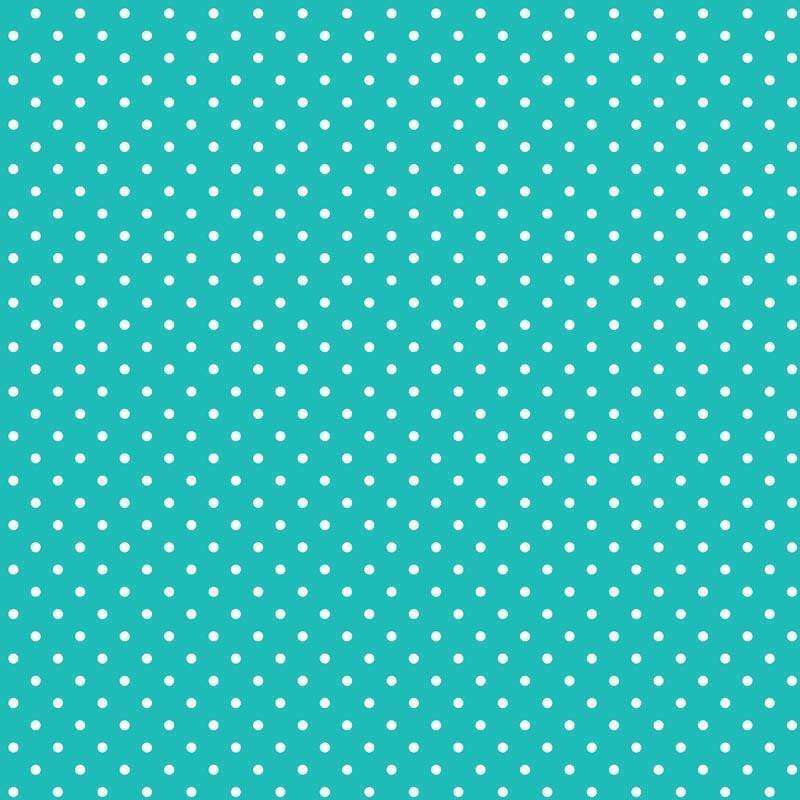 Teal background with white polka dots pattern