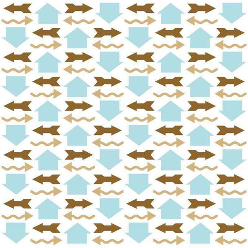 Geometric pattern with blue hues and brown accents