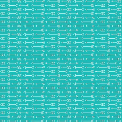 Aquamarine background with white arrows and abstract lines