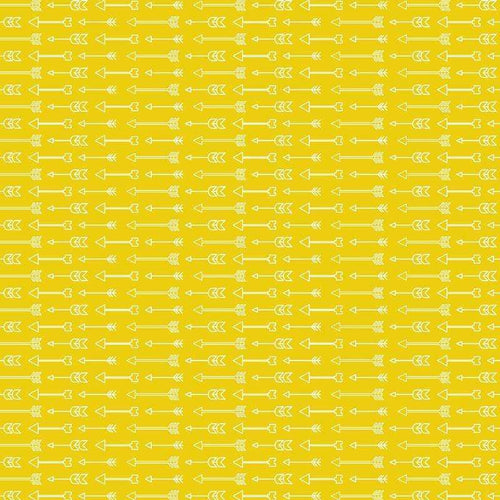 Bright yellow background with white arrow pattern