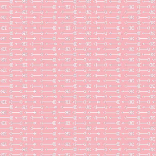White arrow pattern on salmon pink background
