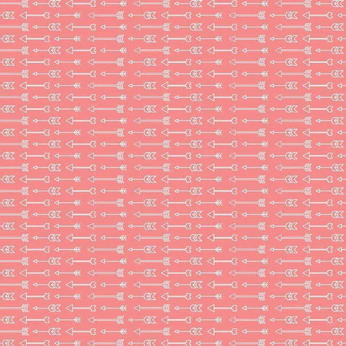 Repeating arrow pattern on coral background