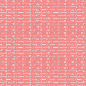 Repeating arrow pattern on coral background