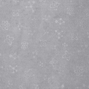 Subtle atomic and molecular pattern on a grey textile background