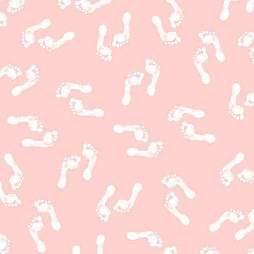 Baby footprint pattern on a pink background