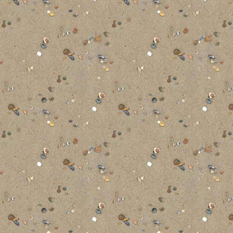 Seamless pattern of scattered pebbles on sandy background