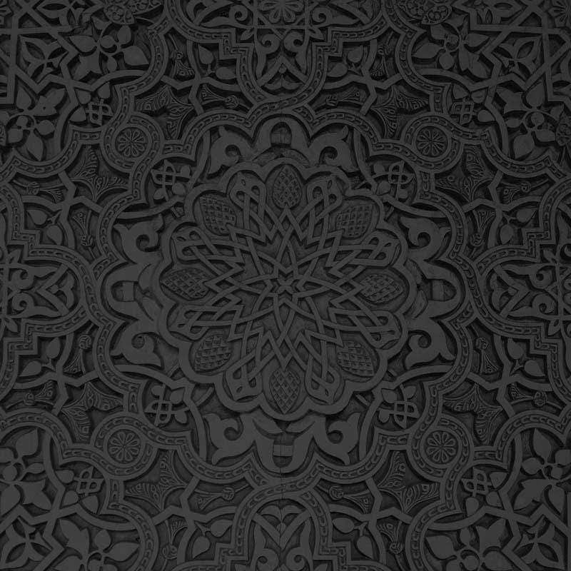 Monochrome mandala pattern with intricate details