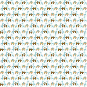 Repeated elephant pattern in soft pastel tones