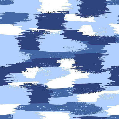 Abstract pattern with rough horizontal brushstrokes in blue and white