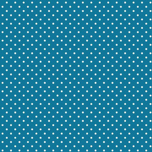 Teal background with uniform white polka dots