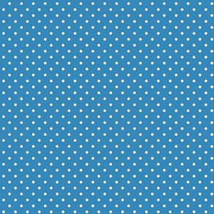 Blue fabric with white polka dots