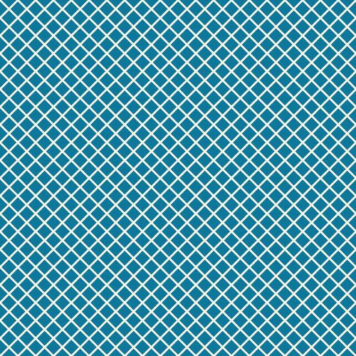 Geometric lattice pattern in aqua and white