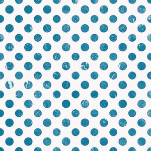 Blue polka dots on a white background