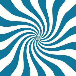 Op-art style blue and white swirling pattern