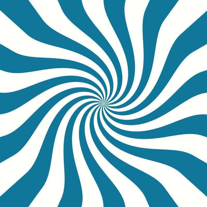 Op-art style blue and white swirling pattern
