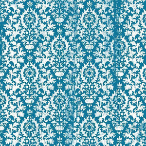 Aged white damask pattern on a blue background
