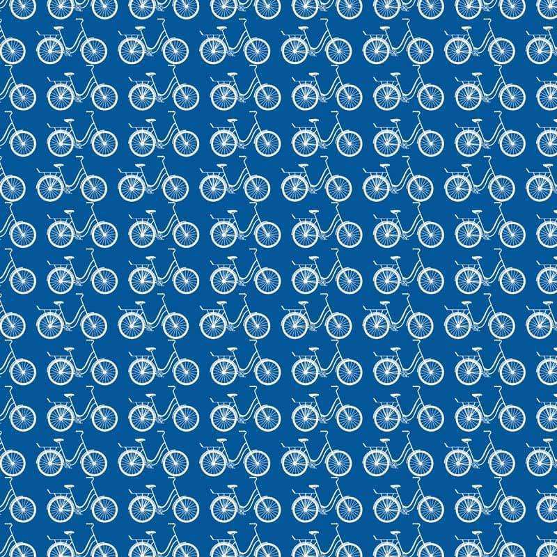 Repeated vintage bicycle pattern on a blue background